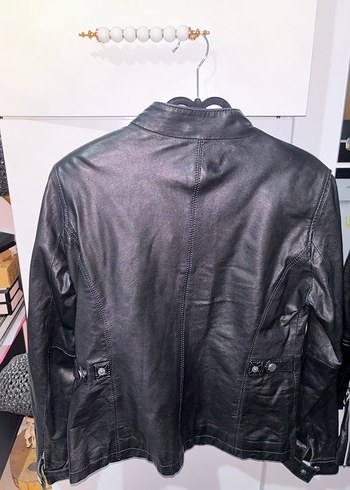 Kadın Siyah Deri Biker Ceket M beden - Görsel 2