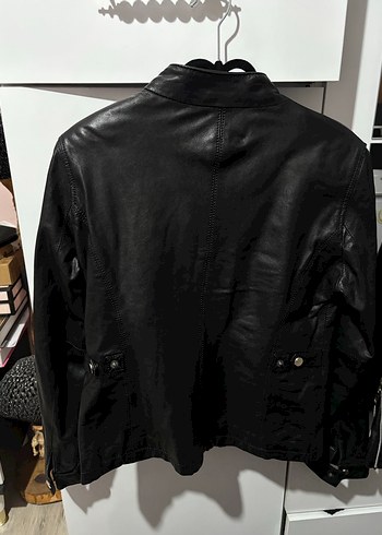 Kadın Siyah Deri Biker Ceket M beden - Görsel 4