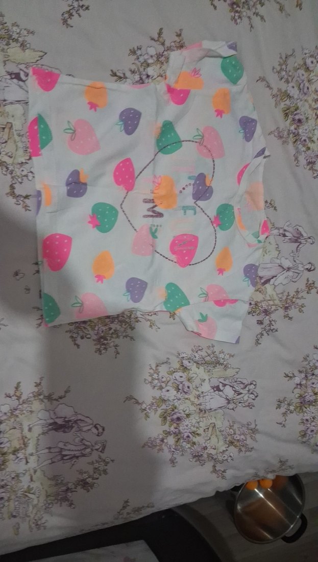 Renkli Baskılı Kız Çocuk Kısa Kollu Tişört - Görsel 3