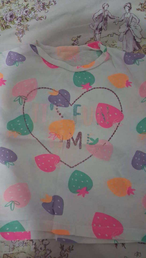 Renkli Baskılı Kız Çocuk Kısa Kollu Tişört - Görsel 2