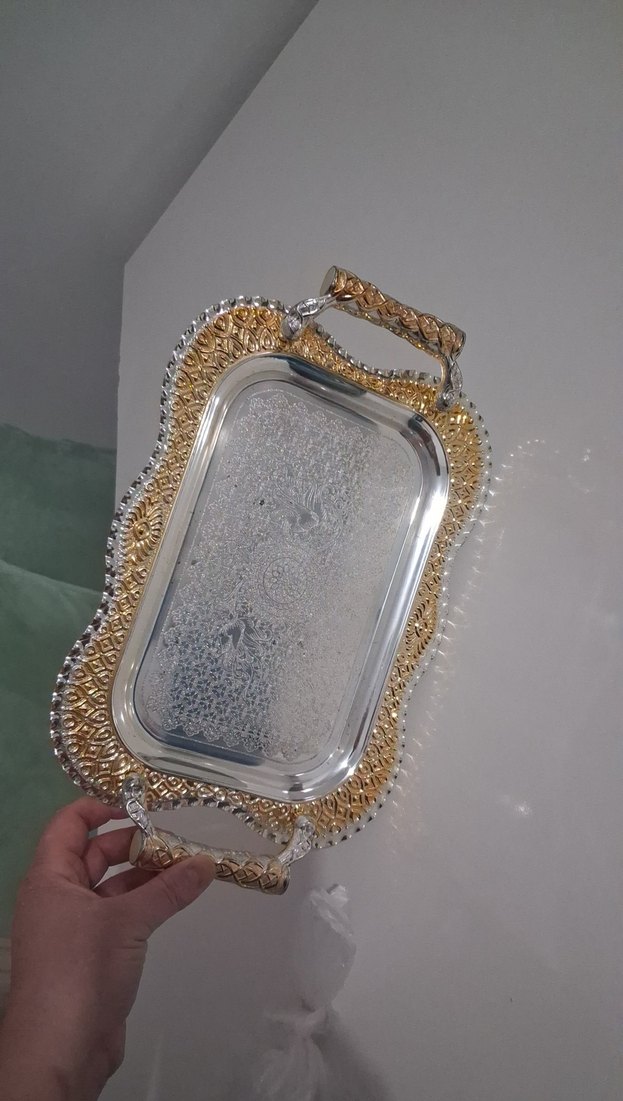 Parlak Altın Renkli Dekoratif Tepsi - Görsel 3