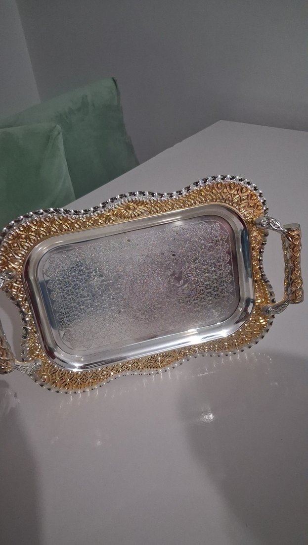 Parlak Altın Renkli Dekoratif Tepsi - Görsel 4