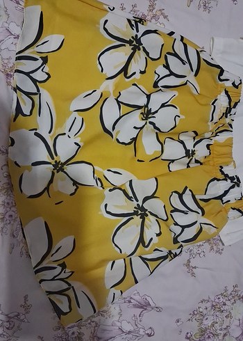 Kız Çocuk Sarı Çiçek Desenli Pamuk Elbise - Görsel 2