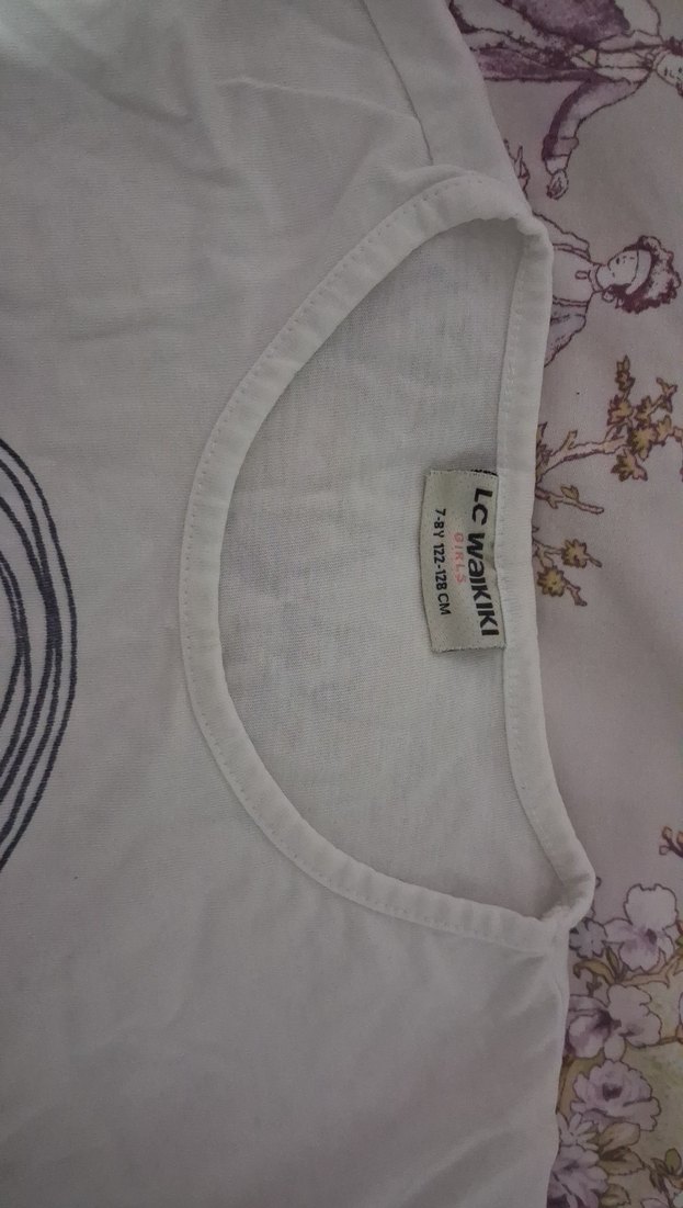 Kız Çocuk Beyaz Baskılı Kısa Kollu Tişört - Görsel 2