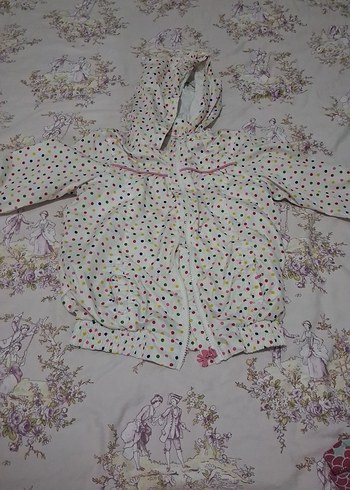 Kapüşonlu Renkli Baskılı Kız Yağmurluk - Görsel 3