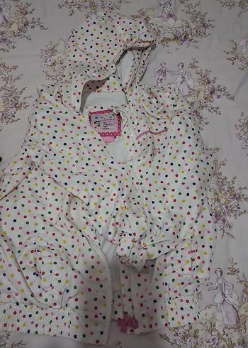 Kapüşonlu Renkli Baskılı Kız Yağmurluk - Görsel 2