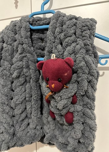 Kız Çocuk Gri Örgü Triko Yelek - Görsel 2