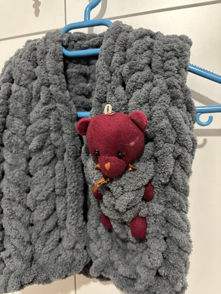 Kız Çocuk Gri Örgü Triko Yelek - Görsel 2