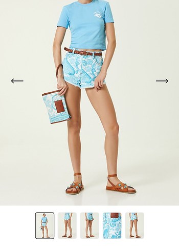 Etro şort Bohem Desenli Kadın Mini Denim Şort - Görsel 5