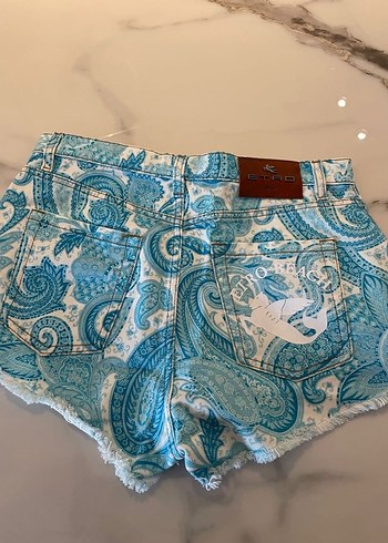 Etro şort Bohem Desenli Kadın Mini Denim Şort - Görsel 3
