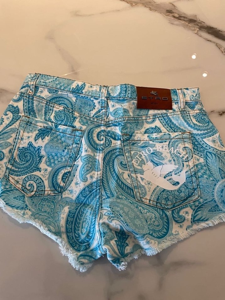 Etro şort Bohem Desenli Kadın Mini Denim Şort - Görsel 3