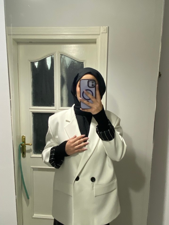 Beyaz Blazer Ceket - Görsel 2