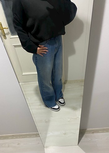 Kadın Mavi Bol Kesim Maxi Kot Pantolon - Görsel 2