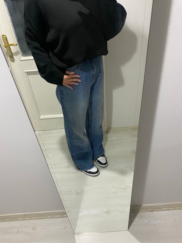 Kadın Mavi Bol Kesim Maxi Kot Pantolon - Görsel 2