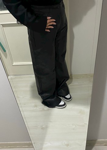 Siyah Deri Maxi Kadın Pantolon - Görsel 2