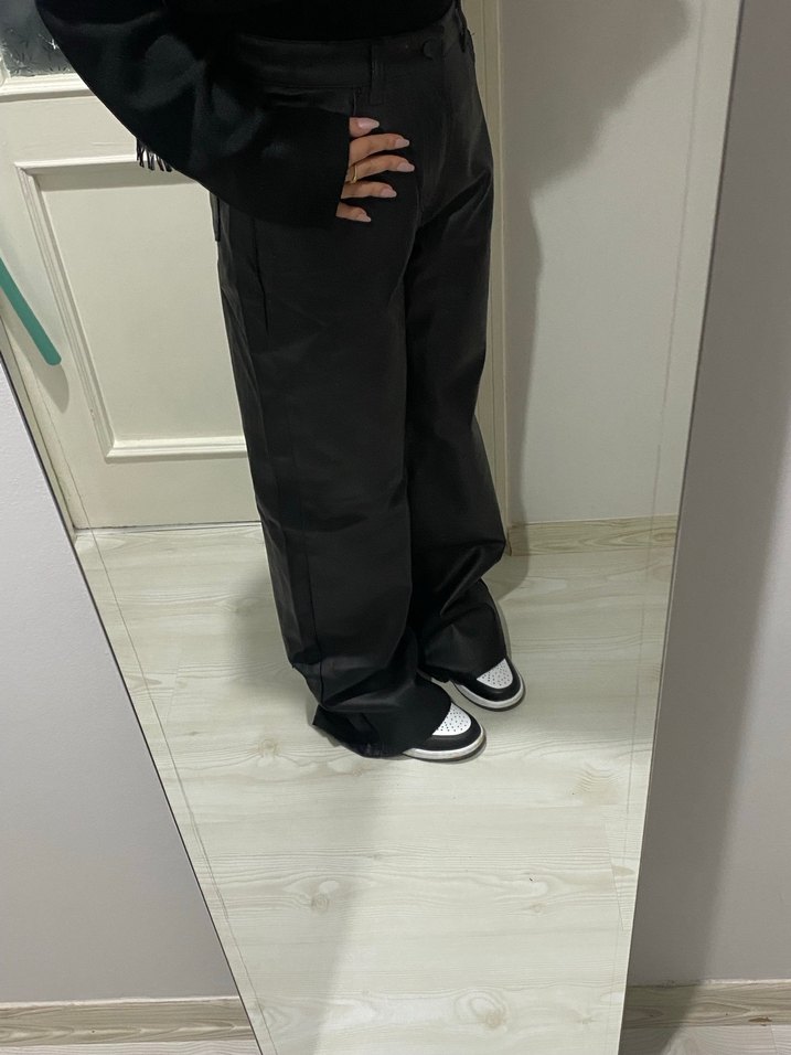 Siyah Deri Maxi Kadın Pantolon - Görsel 2