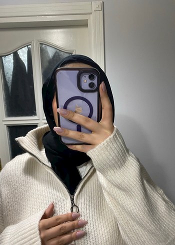 Krem yarım fermuarlı kazak - Görsel 3