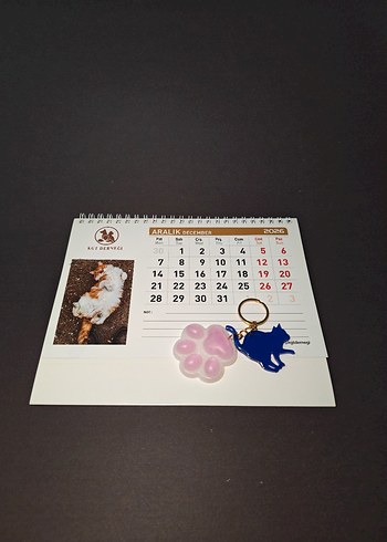 Pembe Pati Desenli Kedi Anahtarlığı - Görsel 4