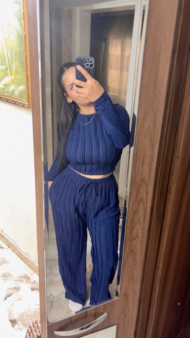 Lacivert kadın ters dikişli takım - Görsel 2