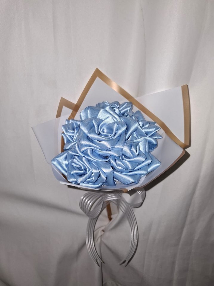 Mavi Kurdele Çiçek Buketi - Görsel 4