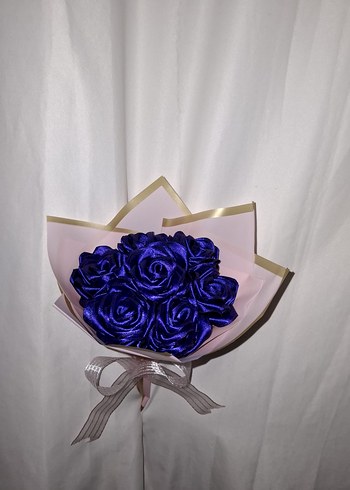 Lacivert Kurdele Çiçek Buketi - Görsel 3