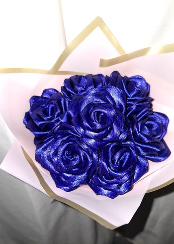 Lacivert Kurdele Çiçek Buketi - Görsel 4