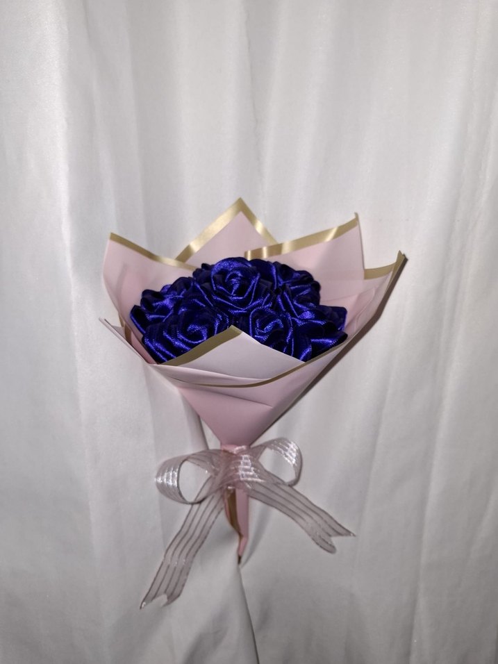 Lacivert Kurdele Çiçek Buketi - Görsel 2