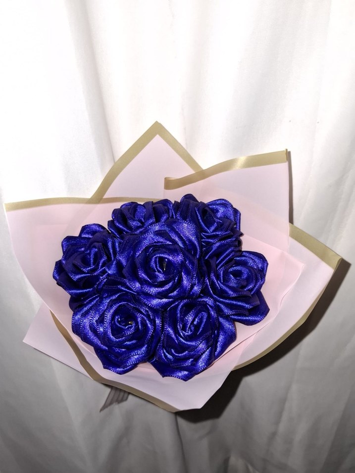 Lacivert Kurdele Çiçek Buketi - Görsel 5