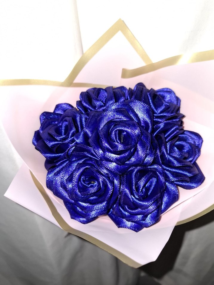 Lacivert Kurdele Çiçek Buketi - Görsel 4