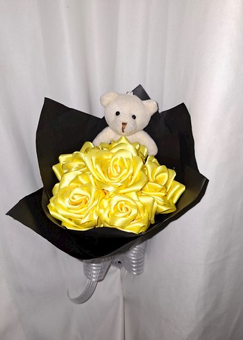 Sarı Kurdele Çiçek Buketi (Ayıcıklı) - Görsel 5