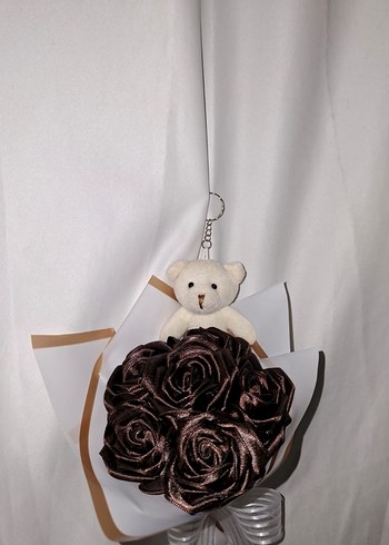 Kahve Kurdele Çiçek Buketi(Ayıcıklı) - Görsel 6