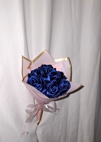 Gece Mavisi Kurdele Çiçek Buketi - Görsel 3