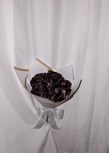 Kahverengi Kurdele Çiçek Buketi - Görsel 3