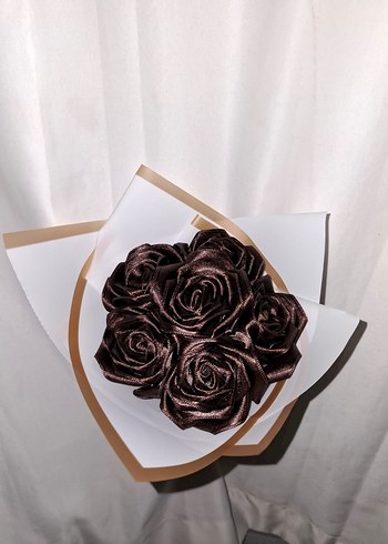 Kahverengi Kurdele Çiçek Buketi - Görsel 4