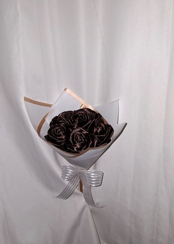 Kahverengi Kurdele Çiçek Buketi - Görsel 2