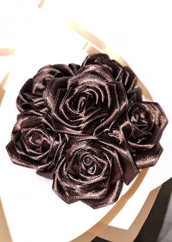 Kahverengi Kurdele Çiçek Buketi - Görsel 5