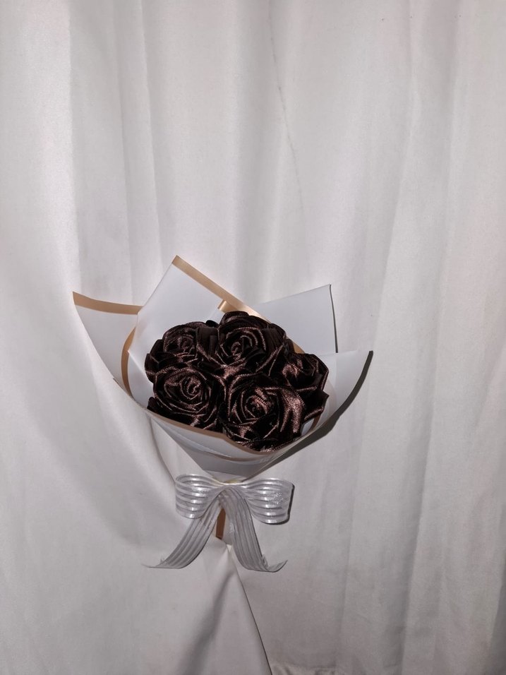 Kahverengi Kurdele Çiçek Buketi - Görsel 3