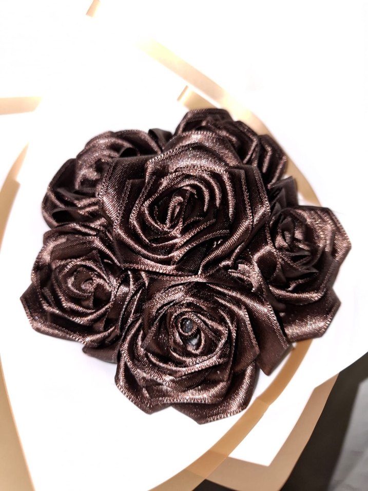 Kahverengi Kurdele Çiçek Buketi - Görsel 5