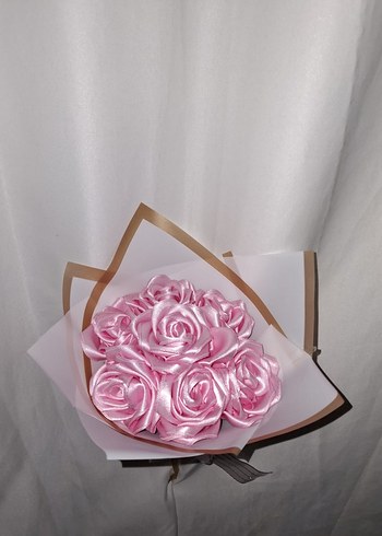 Pembe Kurdele Çiçek Buketi - Görsel 5