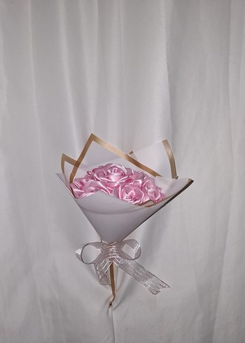 Pembe Kurdele Çiçek Buketi - Görsel 4