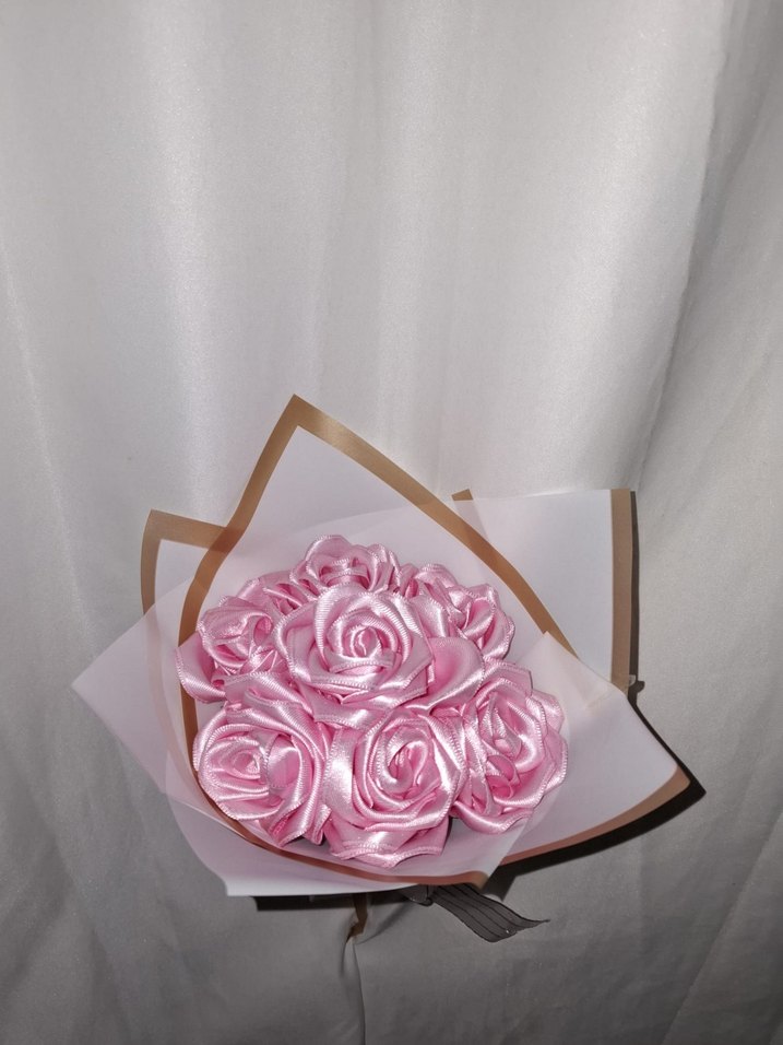 Pembe Kurdele Çiçek Buketi - Görsel 5