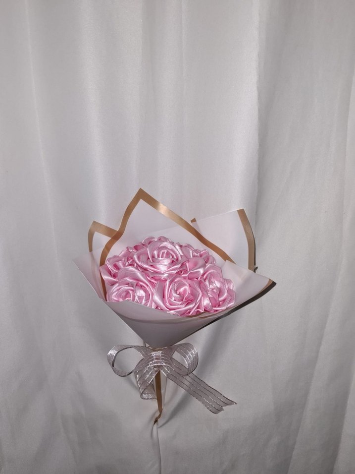 Pembe Kurdele Çiçek Buketi - Görsel 2