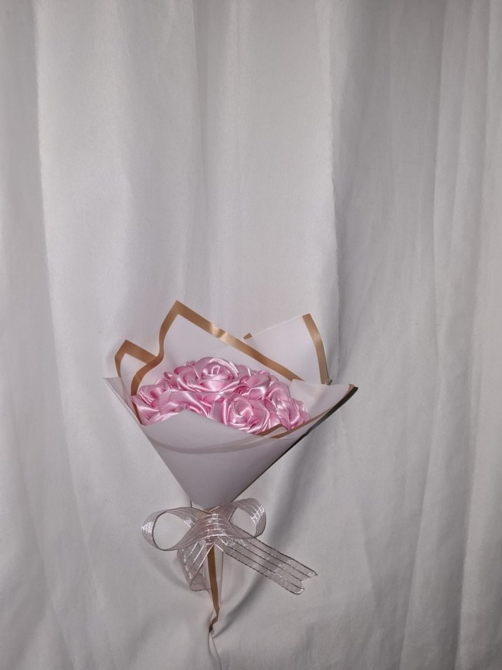 Pembe Kurdele Çiçek Buketi - Görsel 3