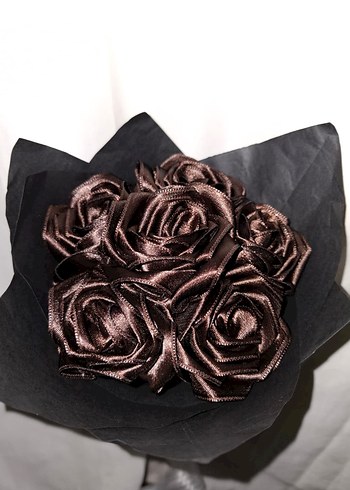 Kahve Kurdele Çiçek Buketi - Görsel 3