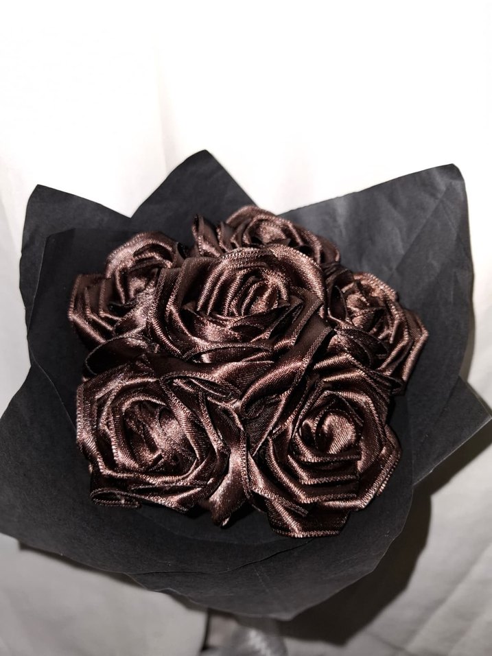 Kahve Kurdele Çiçek Buketi - Görsel 3