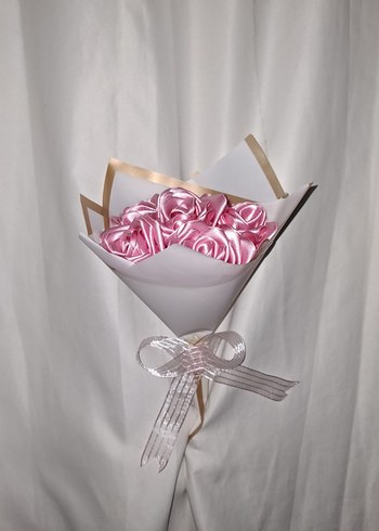 Pembe Kurdele Çiçek Buketi - Görsel 3