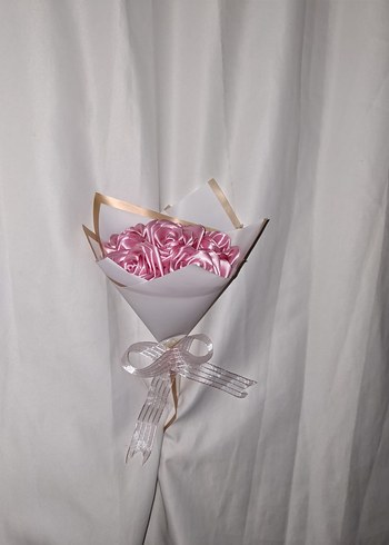 Pembe Kurdele Çiçek Buketi - Görsel 2