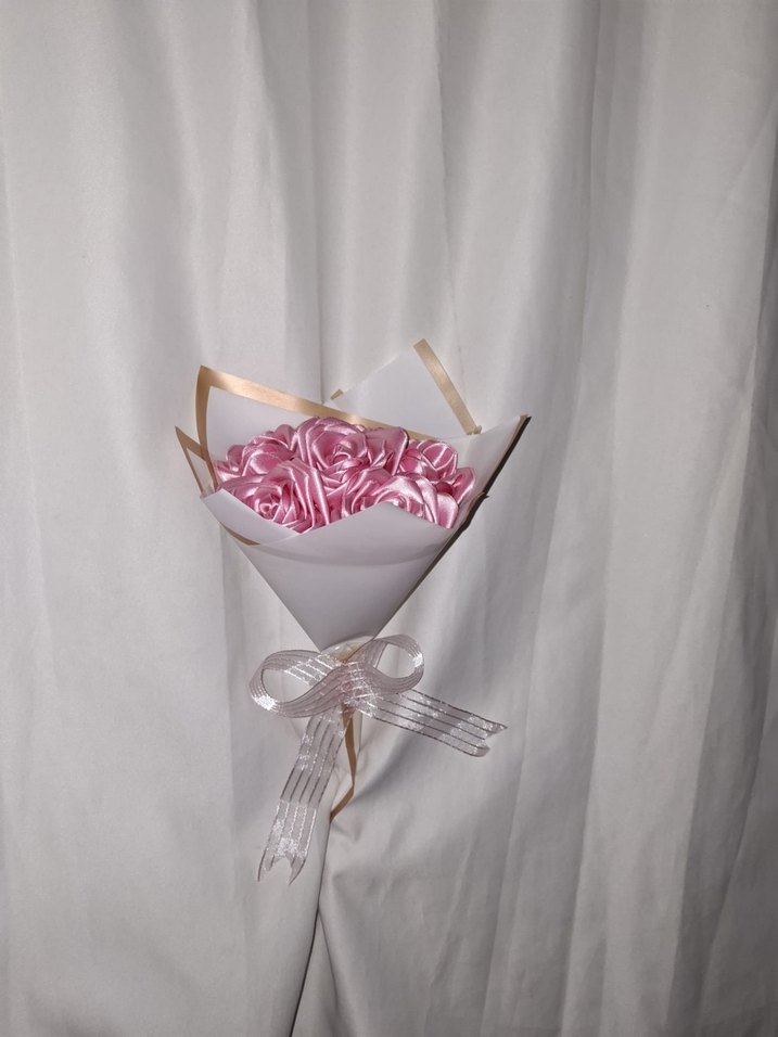 Pembe Kurdele Çiçek Buketi - Görsel 2