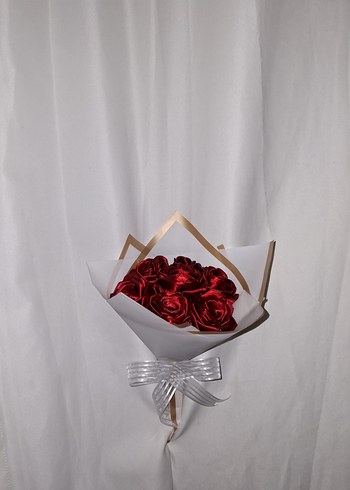 Bordo Kurdele Çiçek Buketi - Görsel 2