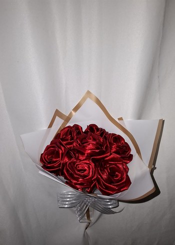 Bordo Kurdele Çiçek Buketi - Görsel 4